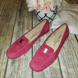Salvatore Ferragamo Pink Suede Loafer Flats